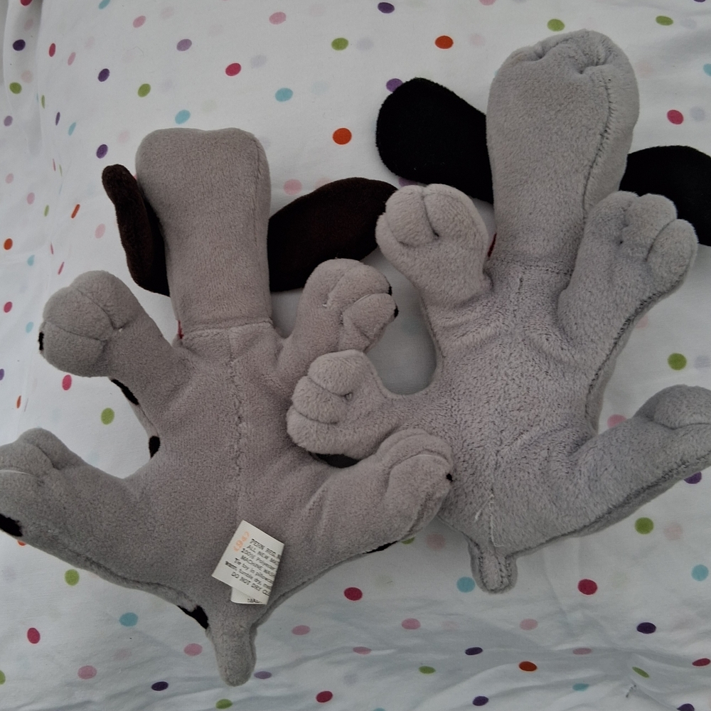2 Vintage Tonka Pound Puppies Plush 8" Gray Dog/Brown Spots Gray Dog/Black Ears - Picture 6 of 8